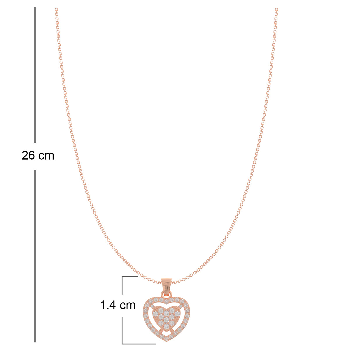 Rose Gold Heart Pendant In Silver