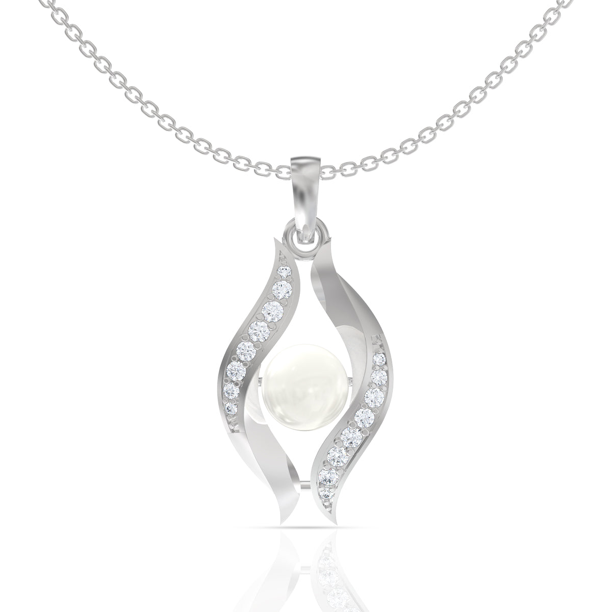 Pearl in Twist Pendant with Chain