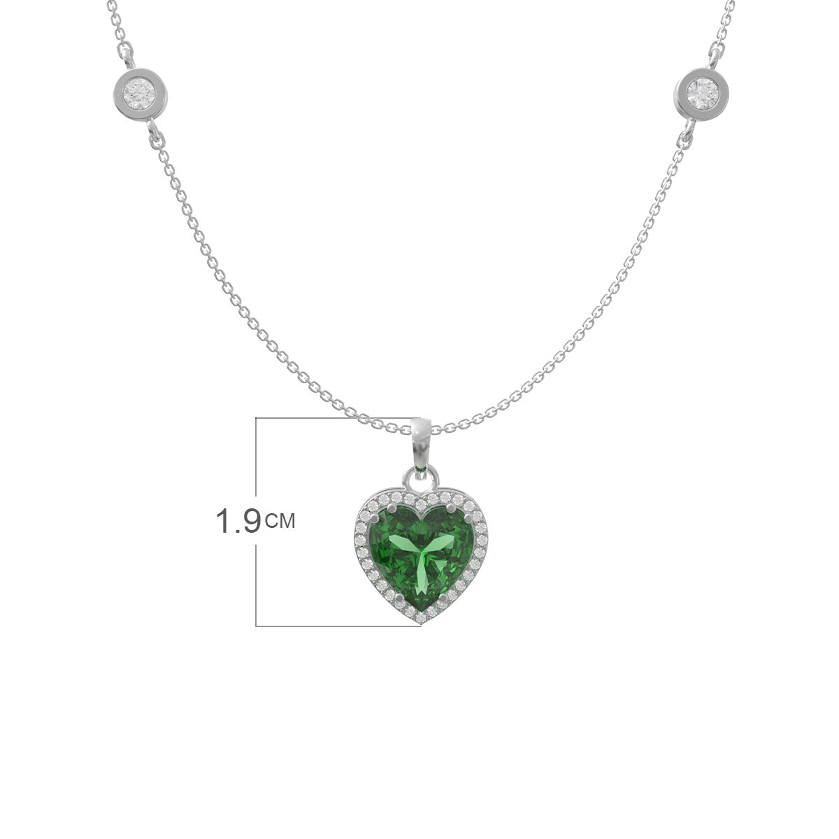 Silver Emerald Green Heart Necklace