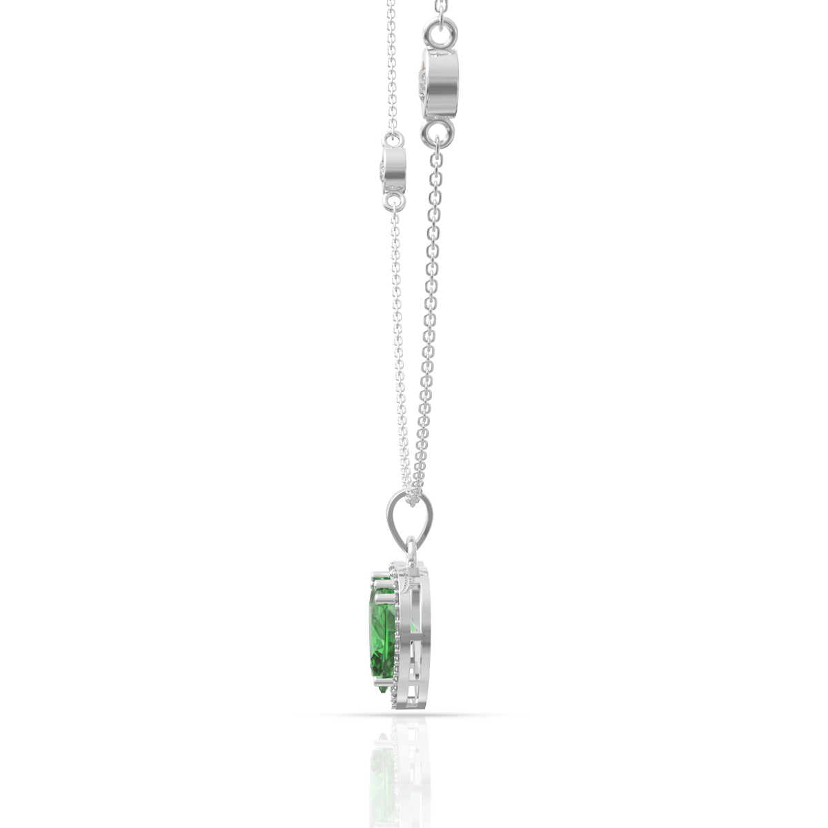 Silver Emerald Green Heart Necklace