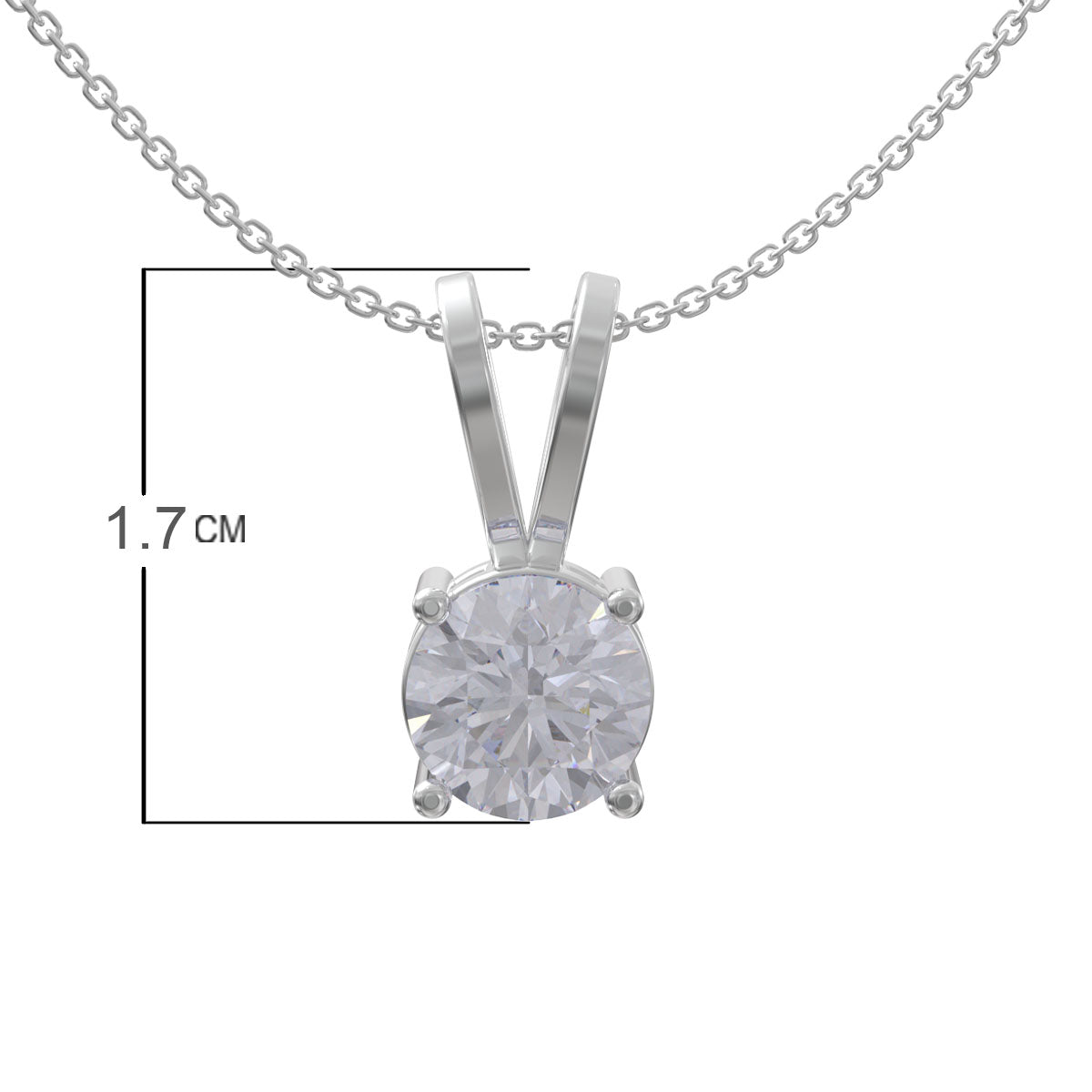 Silver Classic Zircon Pendant with Link Chain