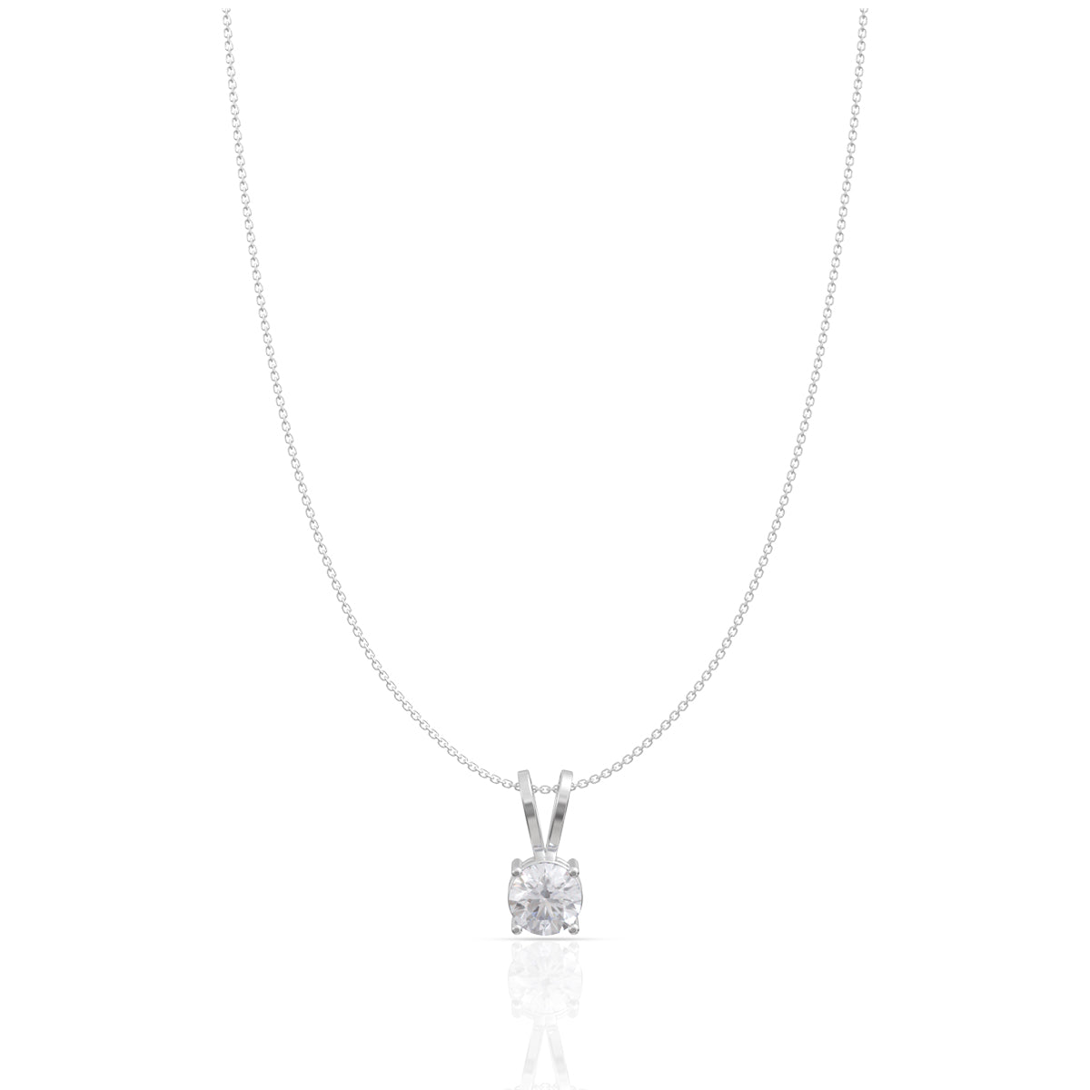 Silver Classic Zircon Pendant with Link Chain