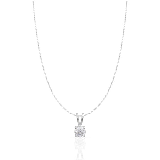 Silver Classic Zircon Pendant with Link Chain