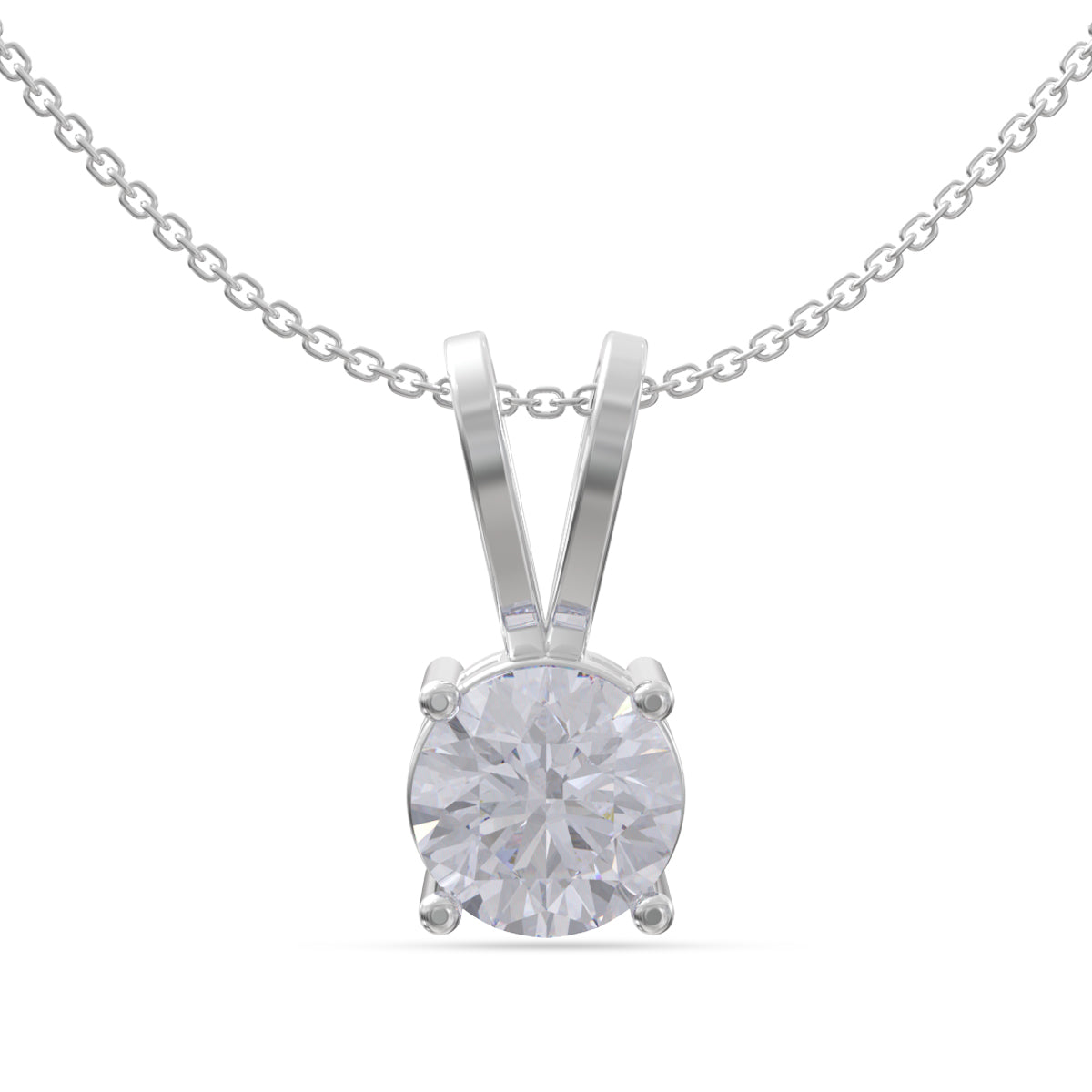 Silver Classic Zircon Pendant with Link Chain