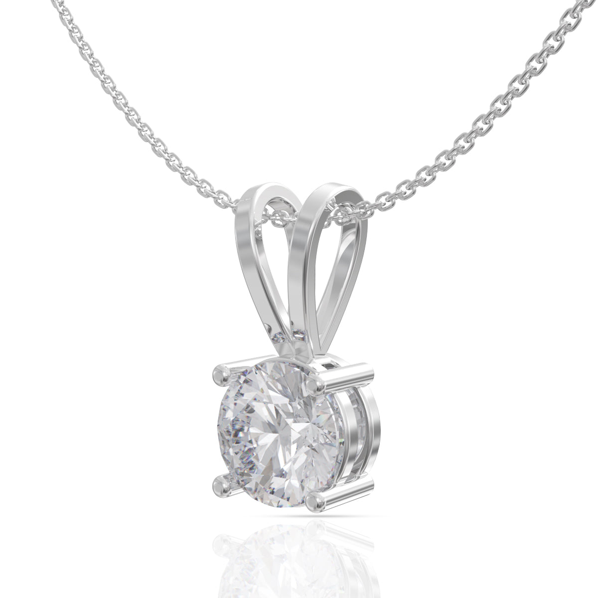 Silver Classic Zircon Pendant with Link Chain