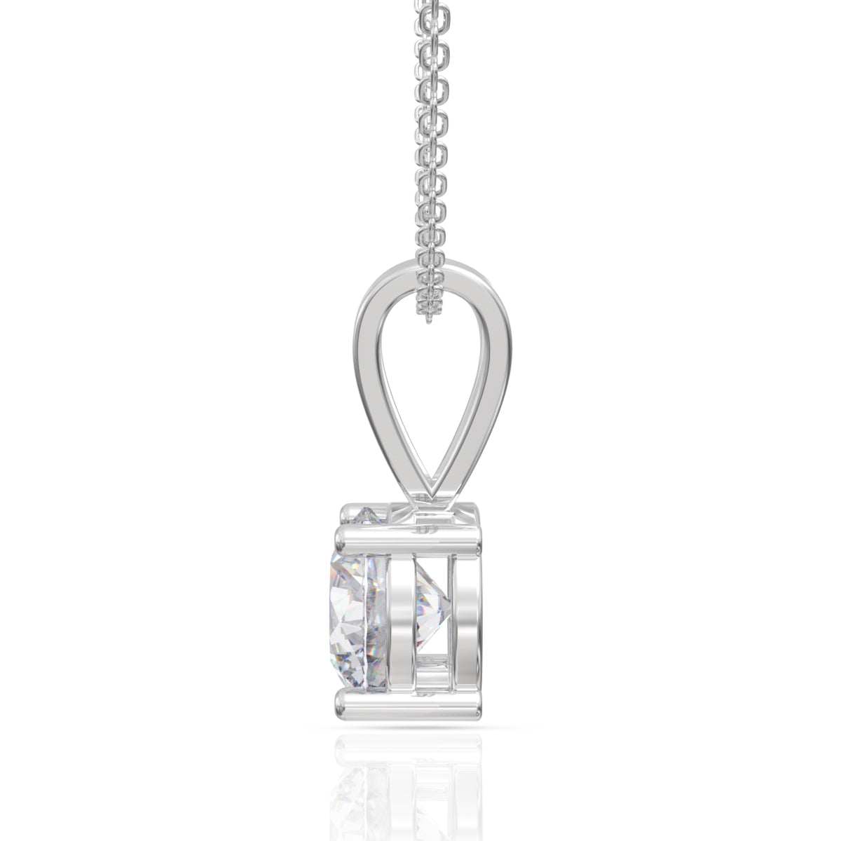 Silver Classic Zircon Pendant with Link Chain