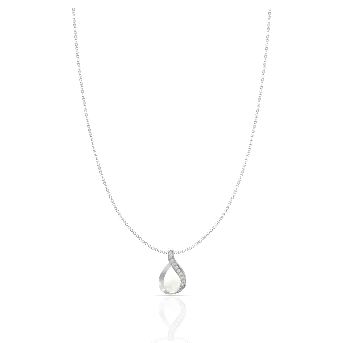 Silver Pearly Shine Pendant with Link Chain