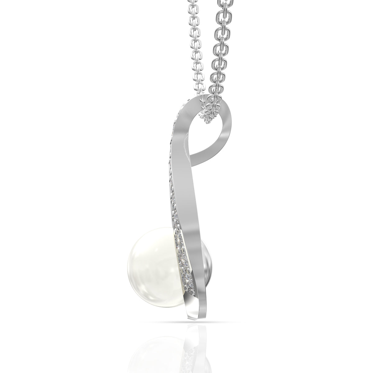 Silver Pearly Shine Pendant with Link Chain