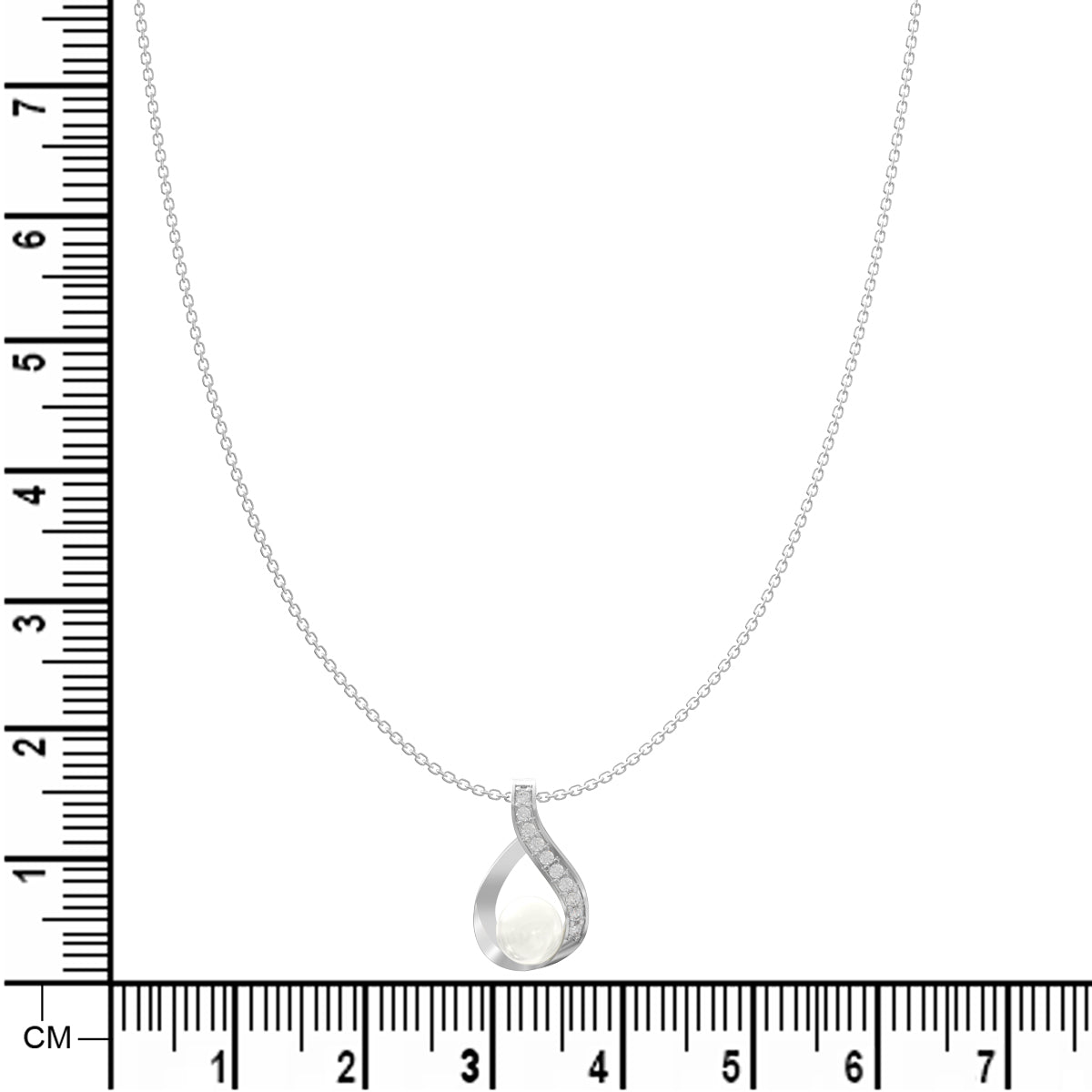 Silver Pearly Shine Pendant with Link Chain