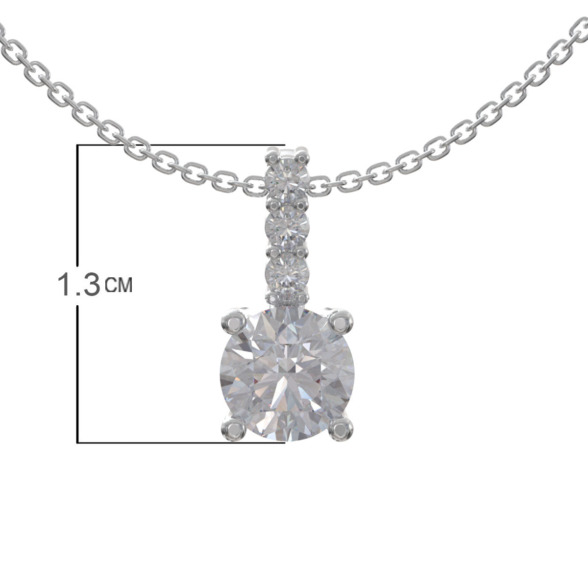 Silver Solitaire Pendant with Link Chain