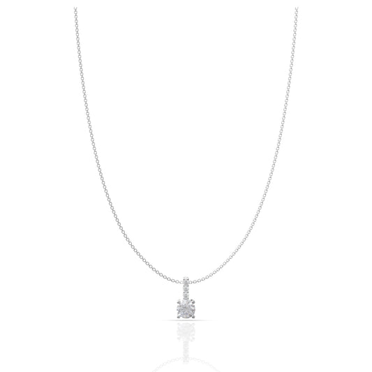 Silver Solitaire Pendant with Link Chain