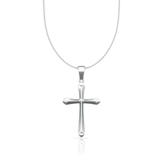 Silver Blessed Holy Cross Pendant with Link Chain