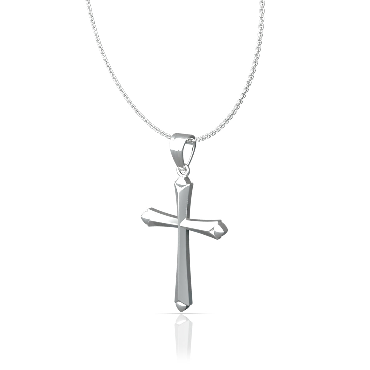 Silver Blessed Holy Cross Pendant with Link Chain