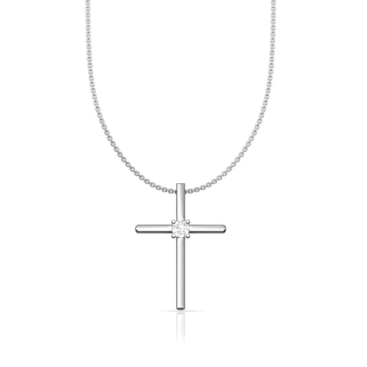 925 Sterling Silver Elegance Cross Pendant with Link Chain