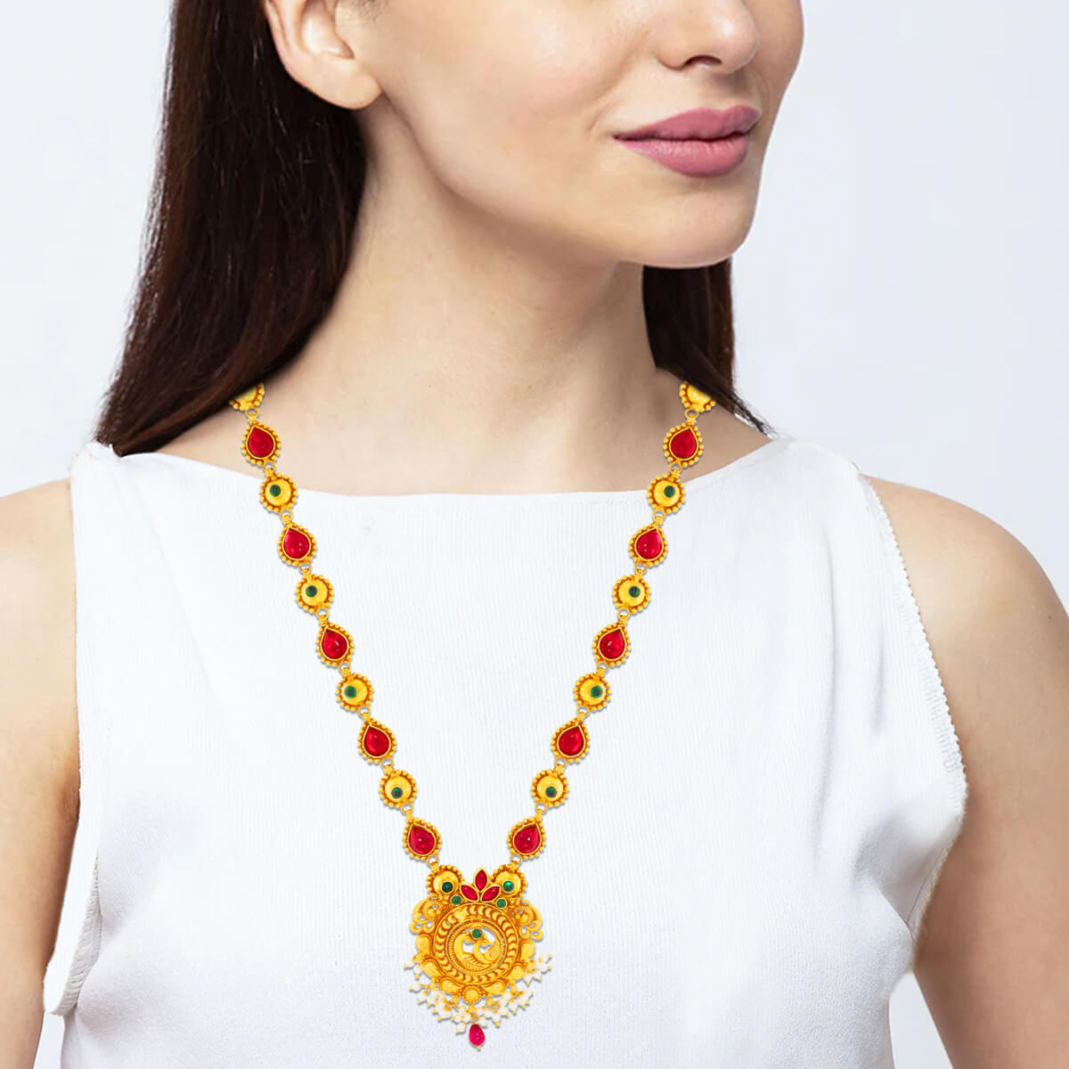 Timeless Elegance Gold Plated Color Stone Necklace