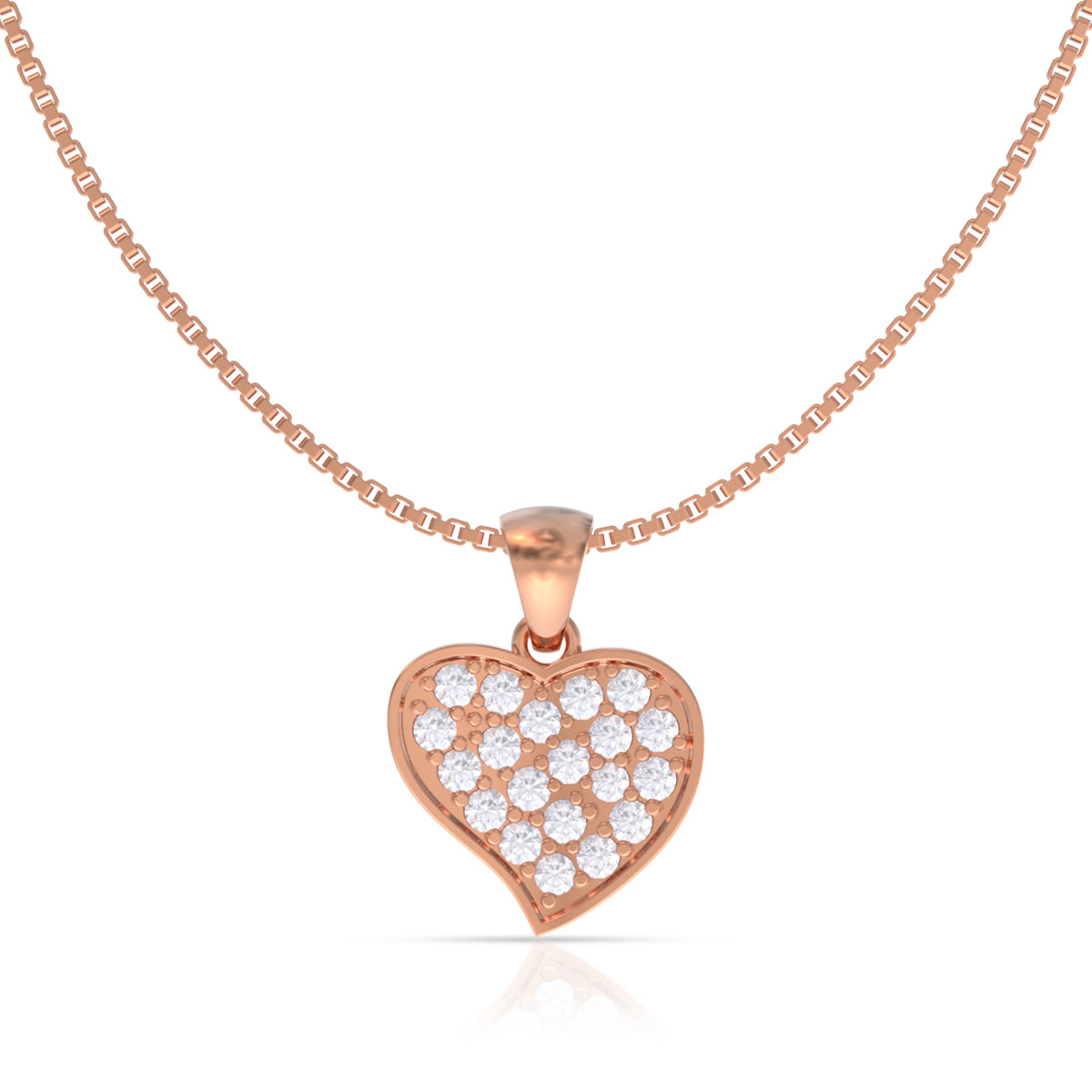 Rose Gold Whole Heart Pendant Set with Link Chain