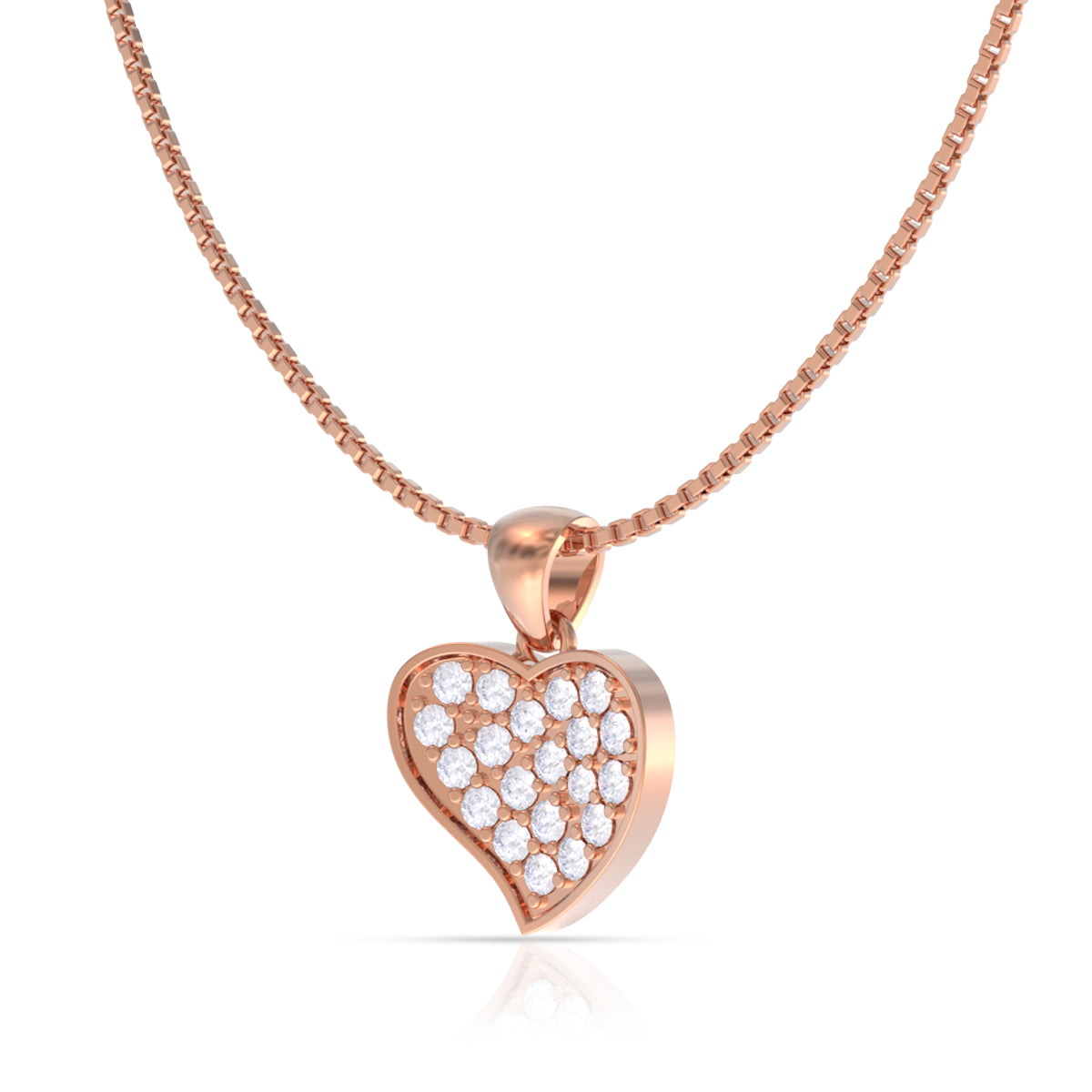 Rose Gold Whole Heart Pendant Set with Link Chain