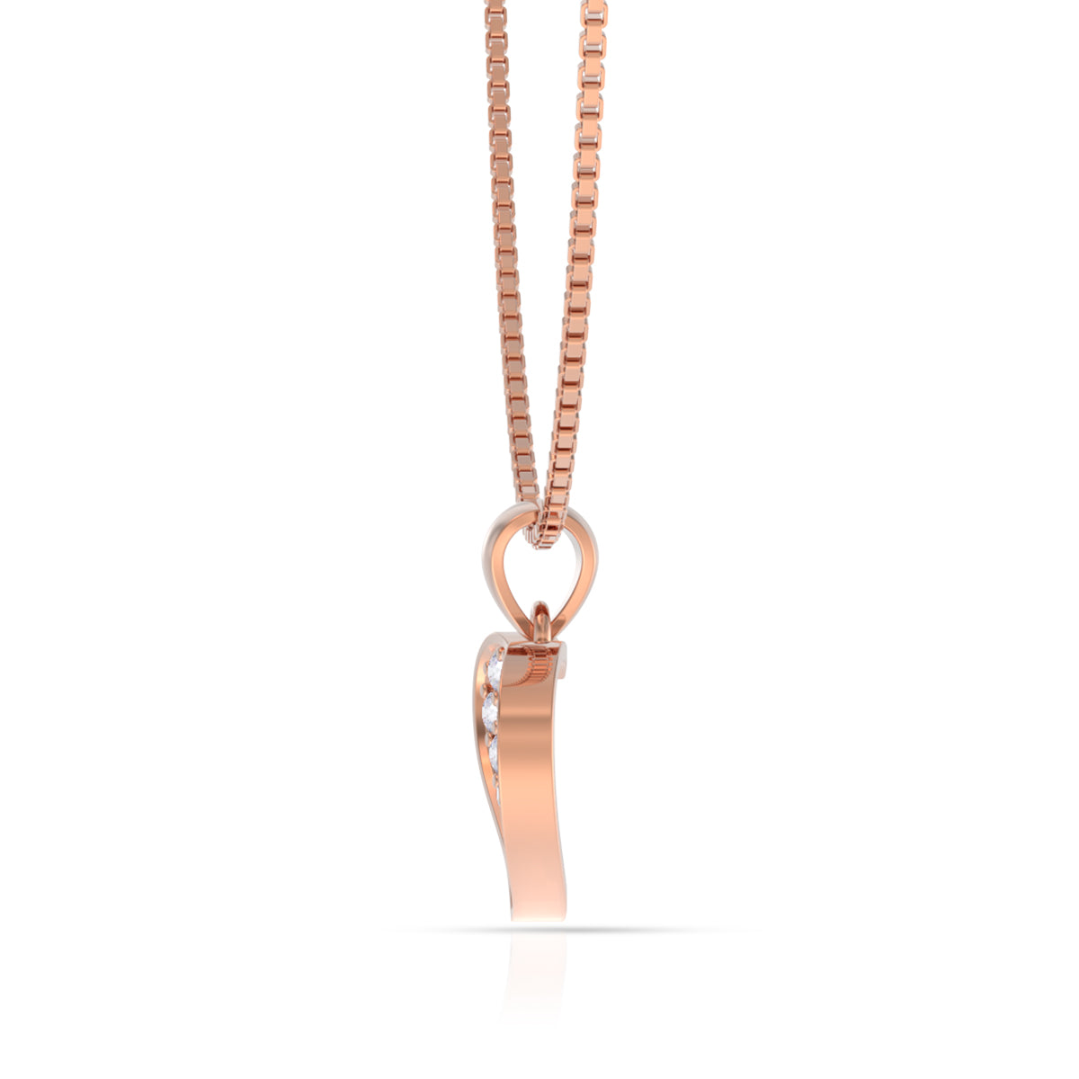 Rose Gold Whole Heart Pendant Set with Link Chain