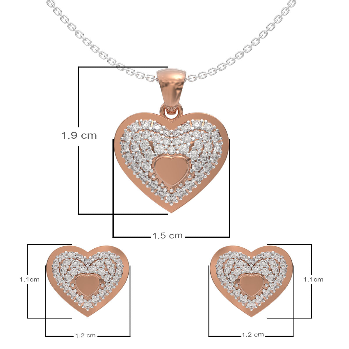 Sterling Silver Heart Pendant Set