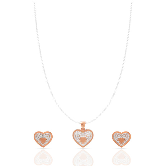 Sterling Silver Heart Pendant Set