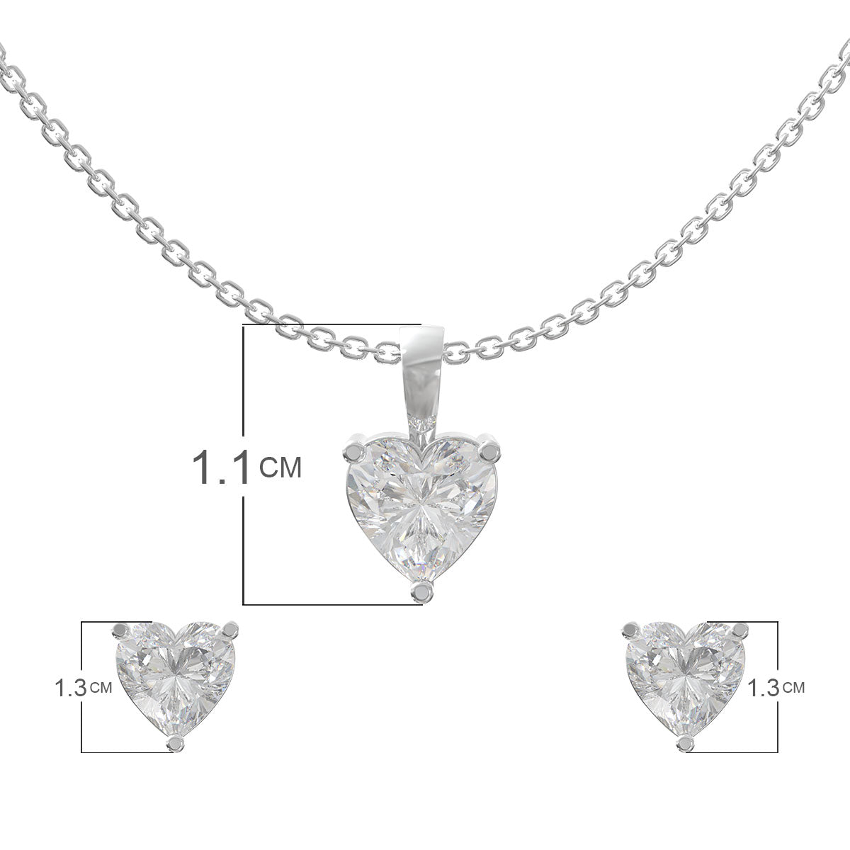 Alluring Diamond Heart Pendant Set