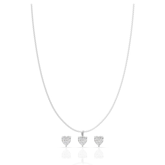 Alluring Diamond Heart Pendant Set