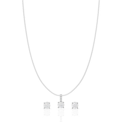 Minimalist Silver Square Pendant Set