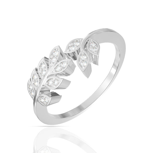 Leaf String Silver Ring