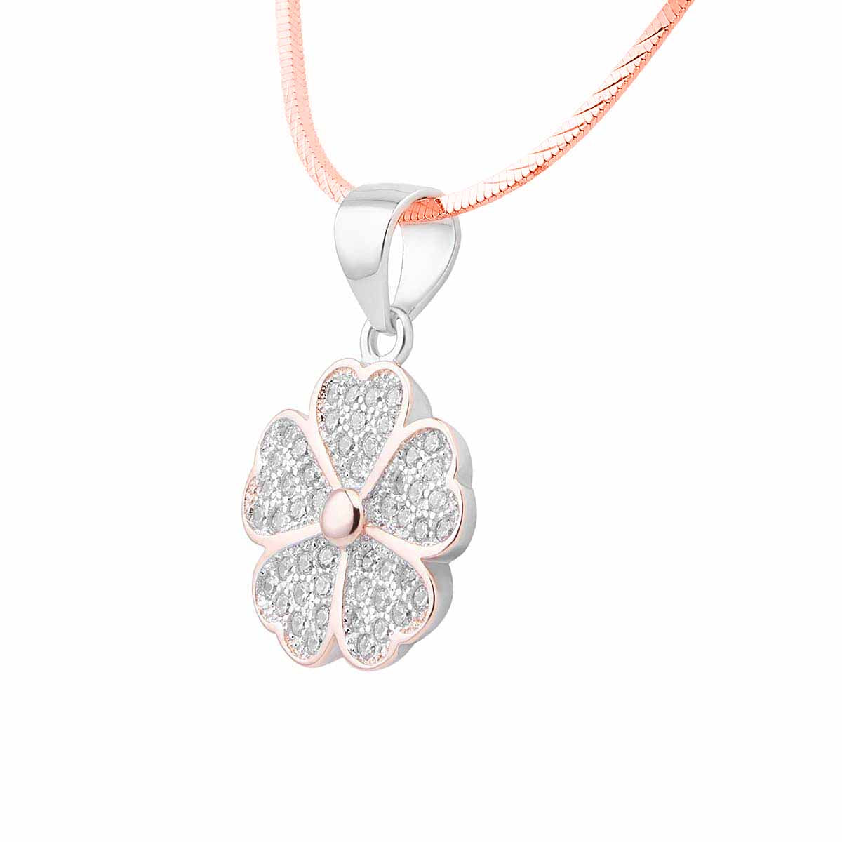 Blooming Flower Pendant Set In Sterling Silver