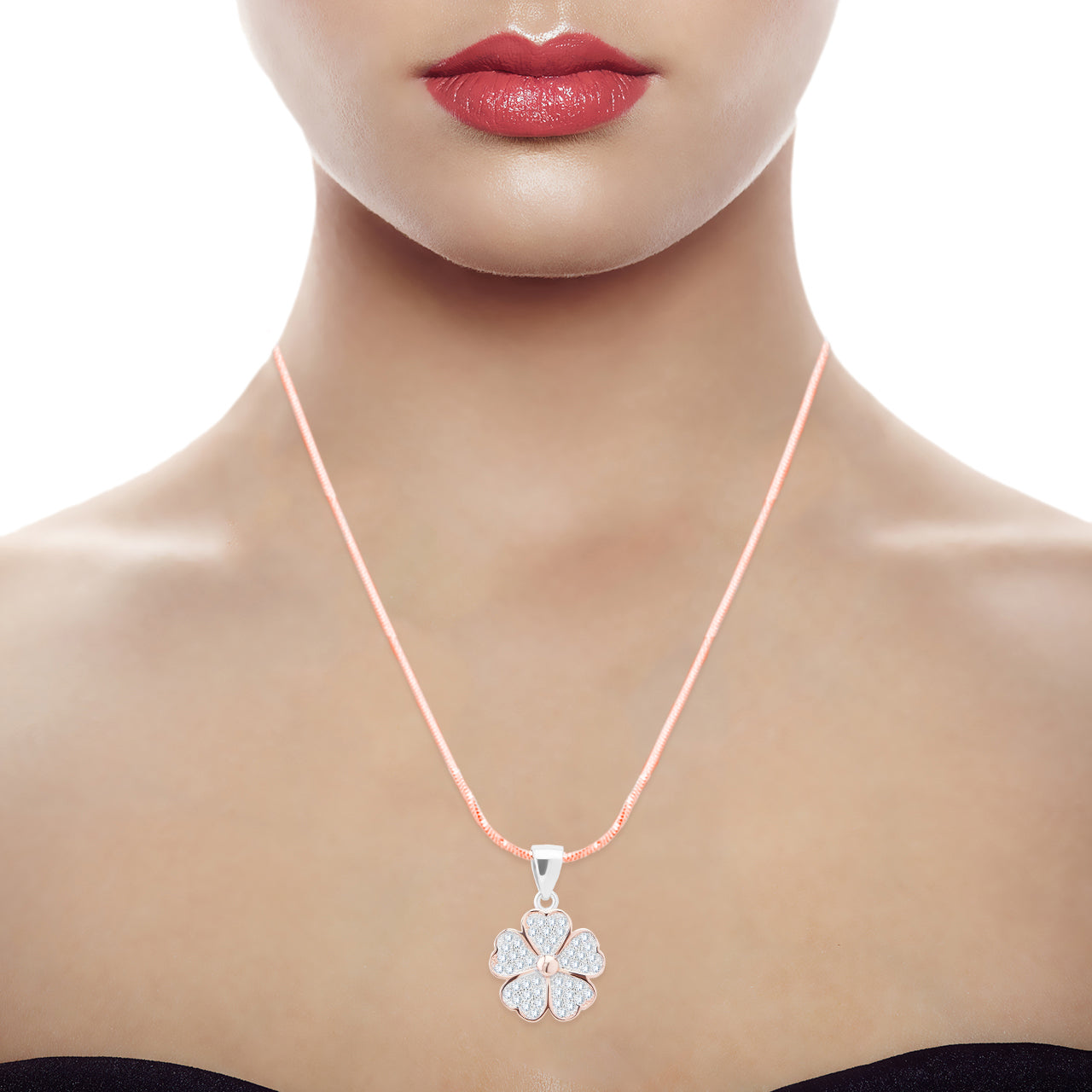 Blooming Flower Pendant Set In Sterling Silver