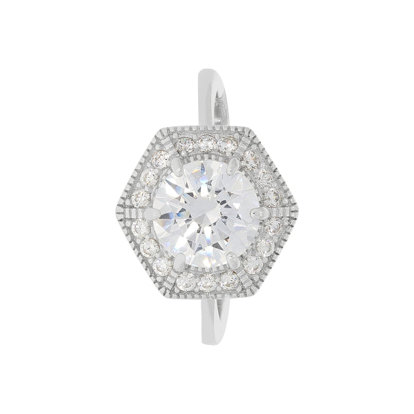 Sterling Hexa Diamond Ring