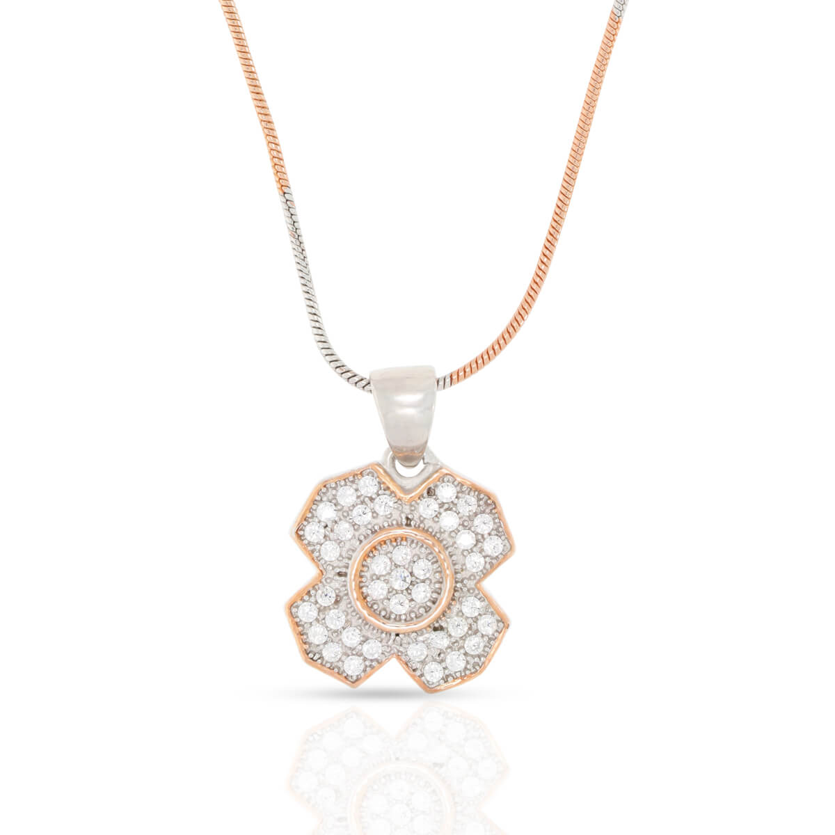 Floral Diamond Pendant Set In Silver