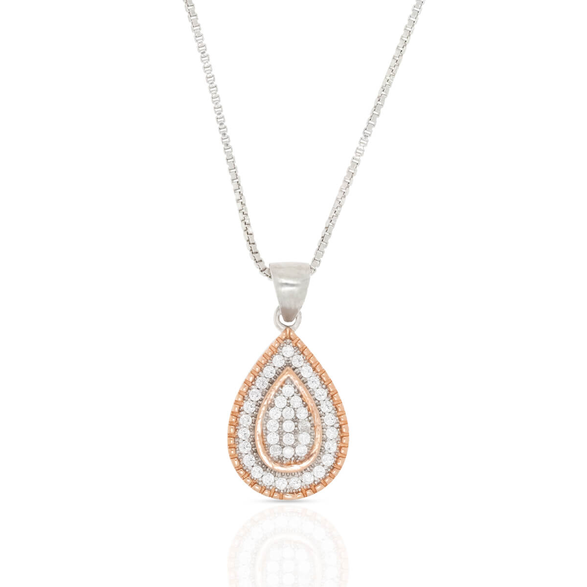 Refined Diamond Drop Silver Pendant