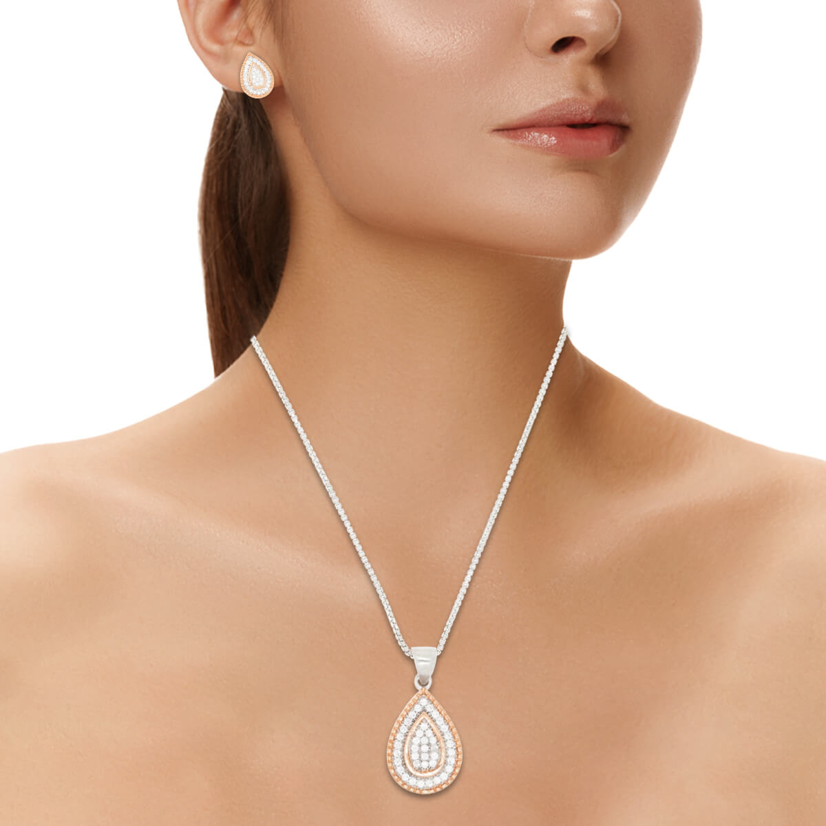 Refined Diamond Drop Silver Pendant